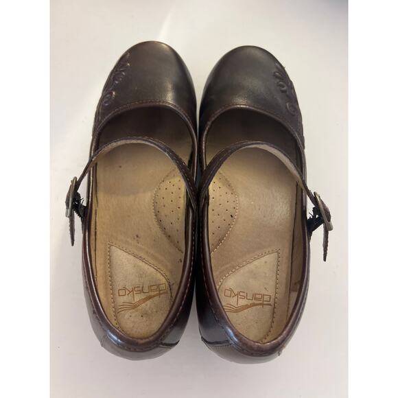 Dansko Brown Savanna Embossed Leather Mary Jaine Comfort Clogs Size 40 US 9.5-10 - Picture 4 of 7